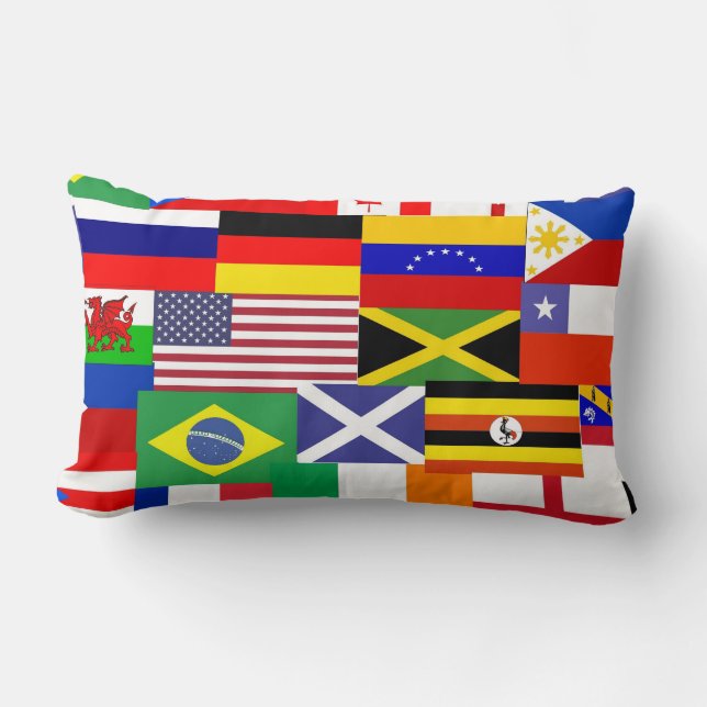Flags of the world collage lumbar cushion (Front)