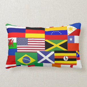 Flags of the world collage lumbar cushion