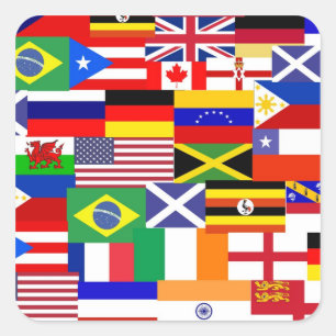 Flags of the world collage square sticker