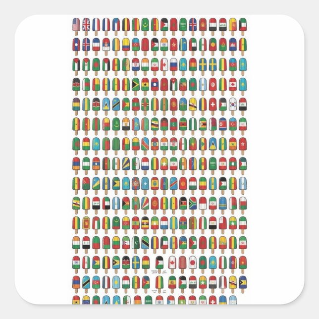 Flags of the World Popsicle Grid  Square Sticker (Front)