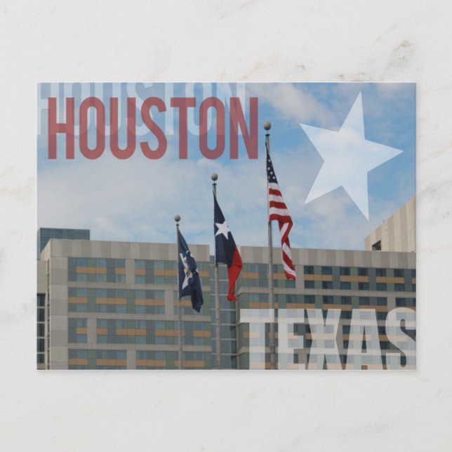 Flags over Houston, Texas Postcard (Front)