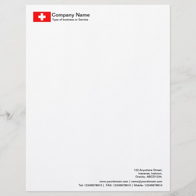 Flags - Switzerland Custom Letterhead (Front)