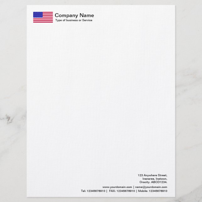 Flags - USA Letterhead Template (Front)