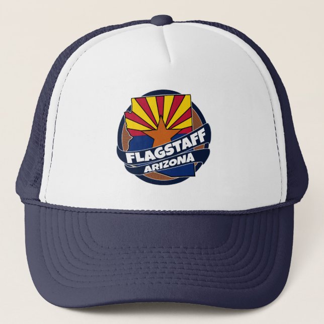 Flagstaff Arizona flag burst trucker hat (Front)