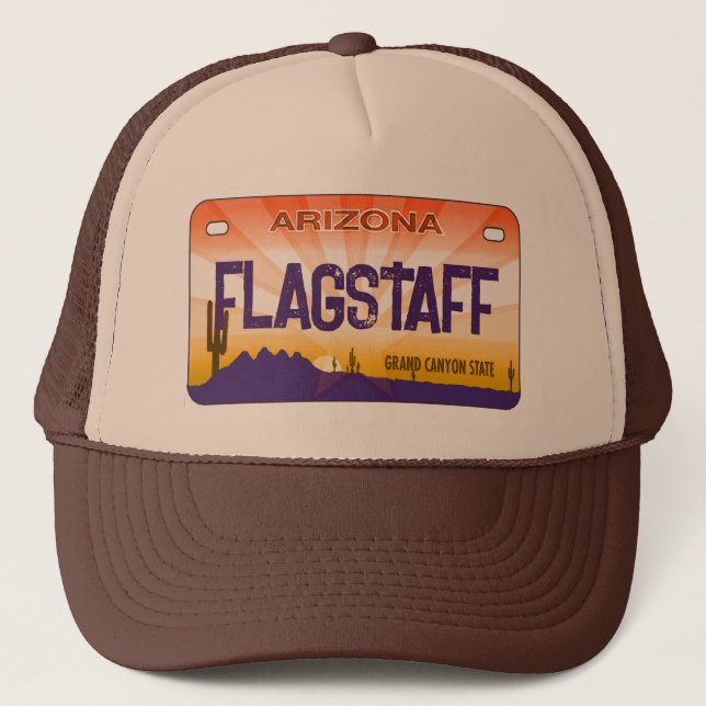 Flagstaff Arizona flag license plate hat (Front)