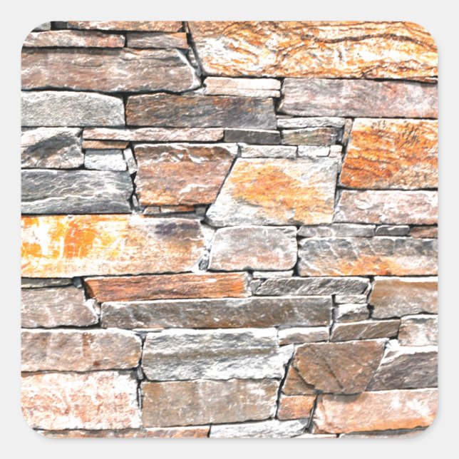 Flagstone natural stone pattern brown beige bricks square sticker (Front)