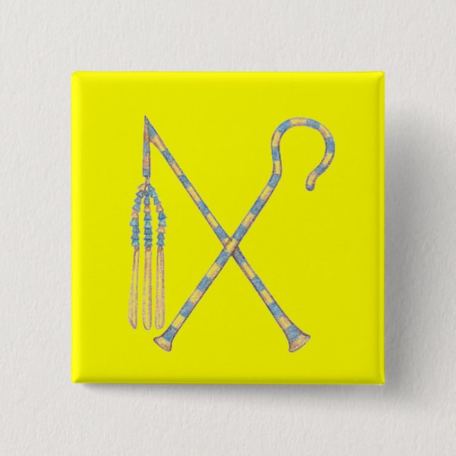 Flail and Crook 15 Cm Square Badge (Front)