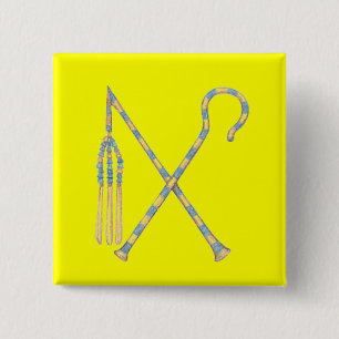 Flail and Crook 15 Cm Square Badge