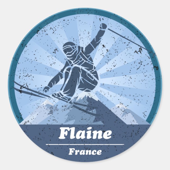 Flaine Ski resort - Skiing Classic Round Sticker (Front)