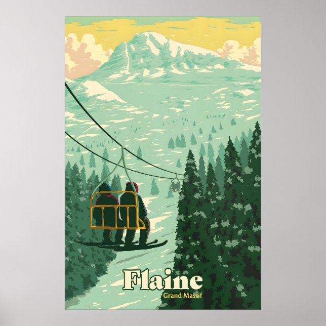 Flaine Ski Resort Travel Poster (Front)