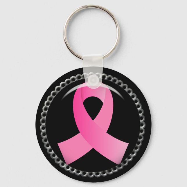 Flair Breast Cancer Pink Ribbon Key Ring (Front)