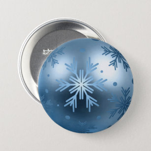 Flair - Marine Blue Snowflake Ornament 7.5 Cm Round Badge
