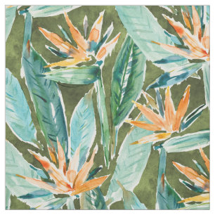 FLAIRADISE Birds of Paradise Tropical Floral Fabric