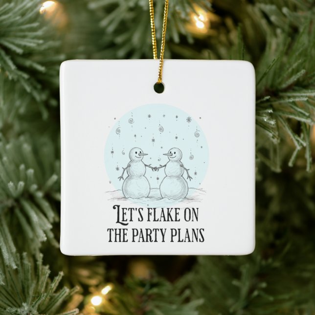 Flake on Holiday Party Snowmen Pun Christmas Ceram Ceramic Ornament (Tree)