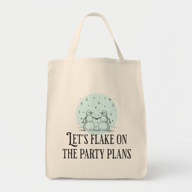 Flake on party plans funny snowman tote gift bag (Front)