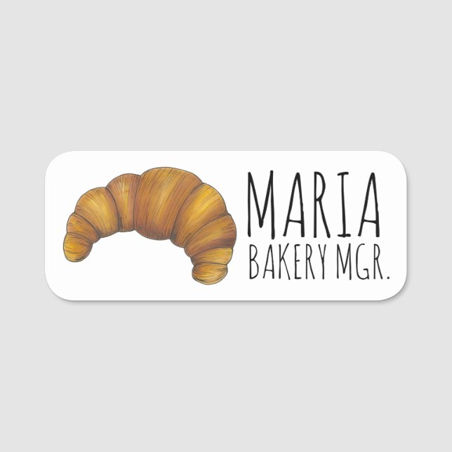 Flaky French Croissant Pastry Bakery Chef Name Tag (Front)