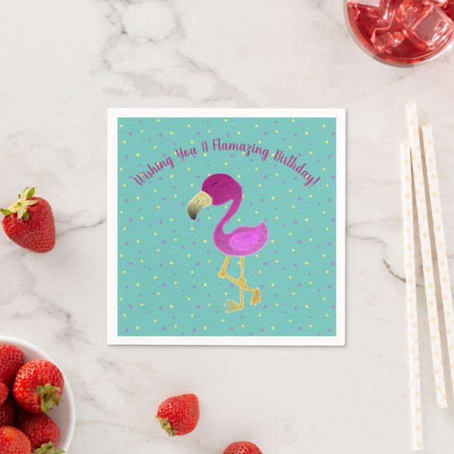 Flamazing Birthday Flamingo  Napkin (Insitu)