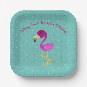 Flamazing Birthday Flamingo Paper Plate