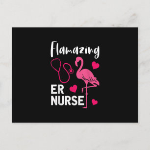 Flamazing Flamingo ER Nurse Emergency Nurse Gift Invitation Postcard