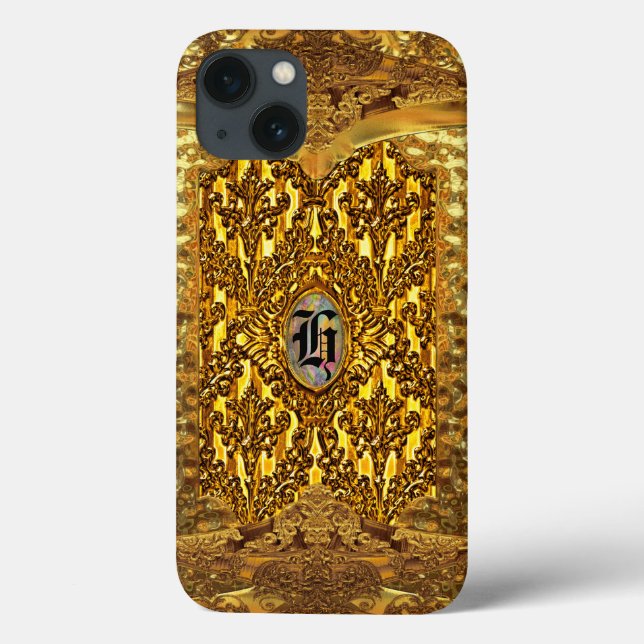 Flambeau Elegant Damask Monogram Case-Mate iPhone Case (Back)