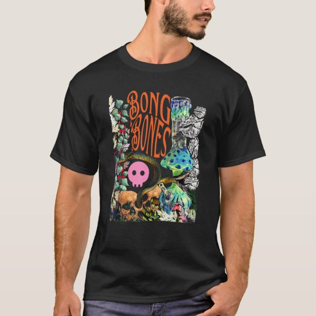 Flamboyant Apparel Bong Skulls Snake Floral Illust T-Shirt (Front)