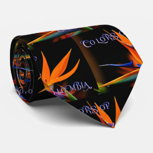 Flamboyant Bird of Paradise Flower Tie