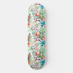 Flamboyant Flamingo Tropical nature garden pattern Skateboard