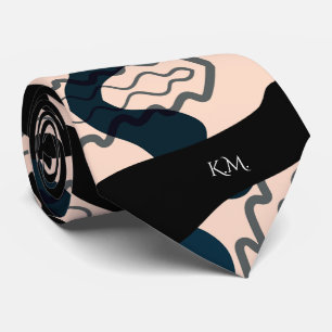 Flamboyant Modern Geometric Chic Monogram Tie