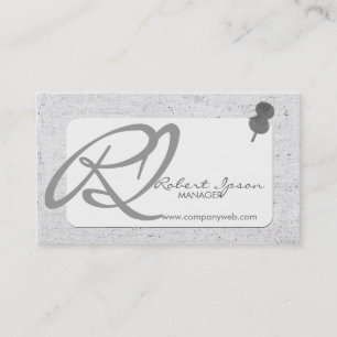 Flamboyant Monogrammed With Linen and Push Pin Business Card