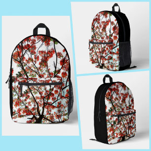 Flamboyant Royal Poinciana Branches Printed Backpack