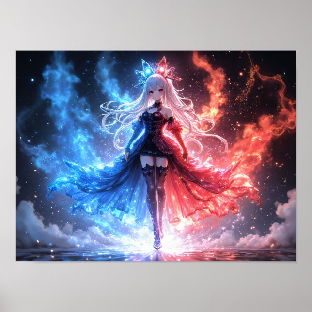 Flame and Frost girl elemental harmony Poster (Front)