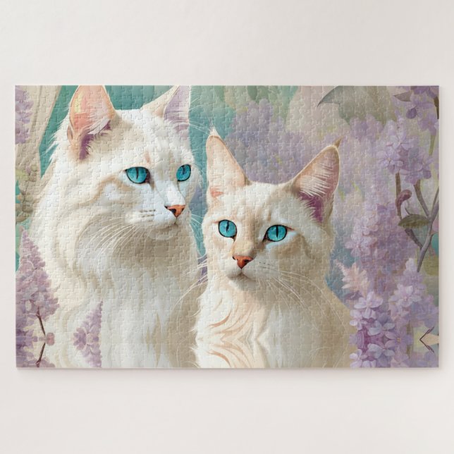 Flame and Lilac Lynx Point Siamese Portrait Art Jigsaw Puzzle (Horizontal)