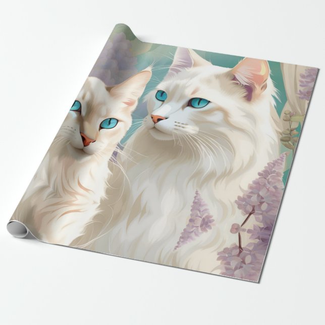 Flame and Lilac Lynx Point Siamese Portrait Art Wrapping Paper (Unrolled)