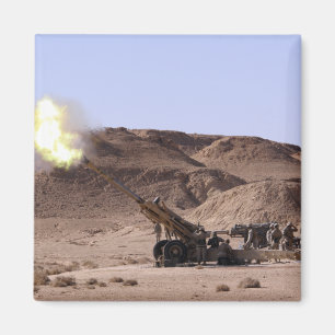 Flame and smoke emerge from the muzzle magnet