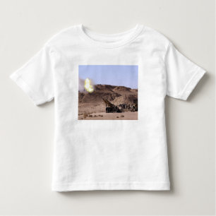Flame and smoke emerge from the muzzle toddler T-Shirt
