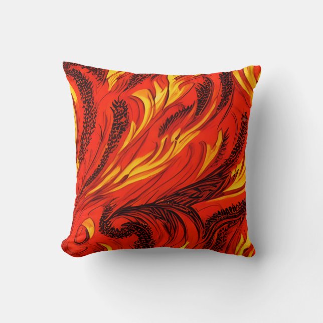 Flame Cascade Throw Pillow (Front)