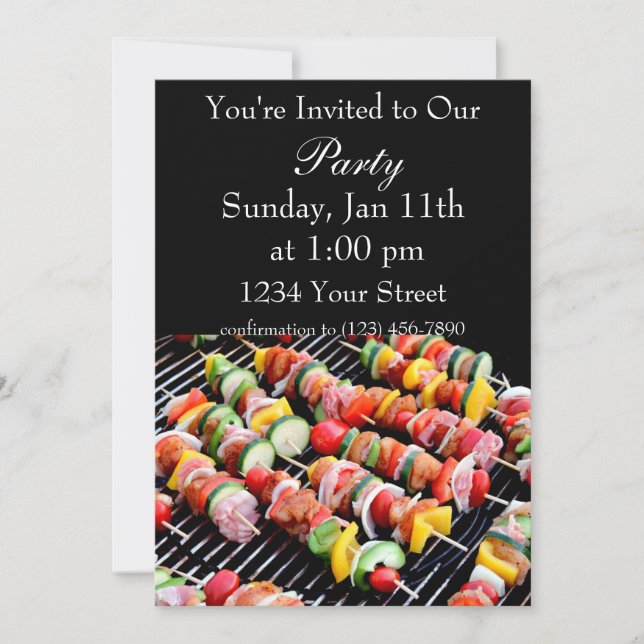 Flame fire shish kebab invite (Front)