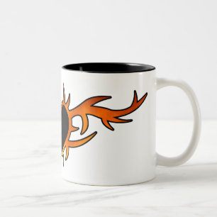 Flame Heart Tattoo Two-Tone Coffee Mug