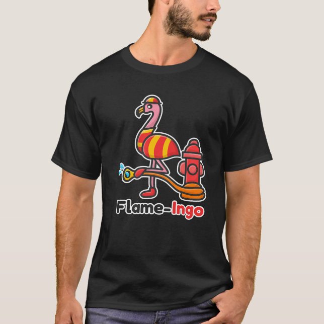Flame-Ingo Flamingo Pun T-Shirt (Front)