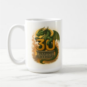 Flame-Kissed Thirty: Dragon Birthday Mug