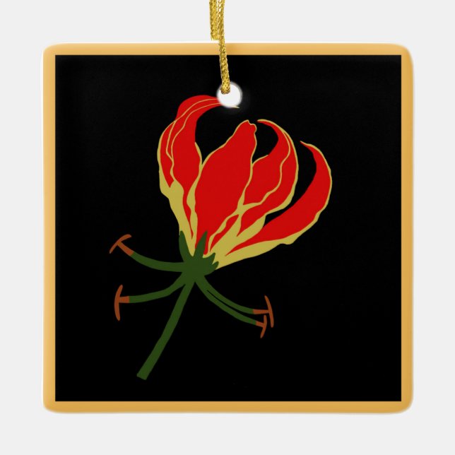 Flame Lily Ceramic Ornament (Front)