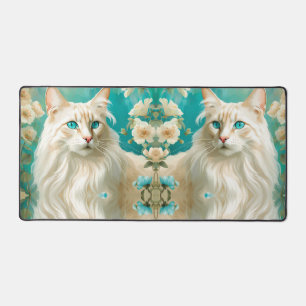 Flame Lynx Point Siamese Mirror Portrait Art Desk Mat