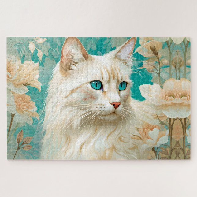 Flame Lynx Point Siamese Portrait Art Jigsaw Puzzle (Horizontal)