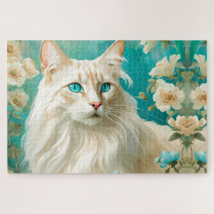 Flame Lynx Point Siamese Portrait Art Jigsaw Puzzle