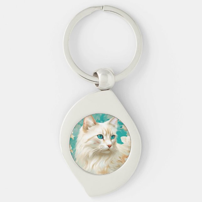 Flame Lynx Point Siamese Portrait Art Key Ring (Front)