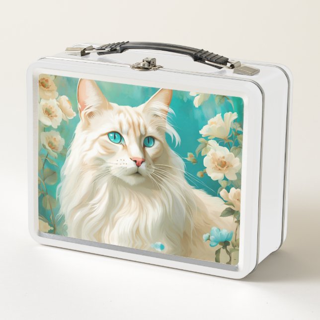 Flame Lynx Point Siamese Portrait Art Metal Lunch Box (Front)
