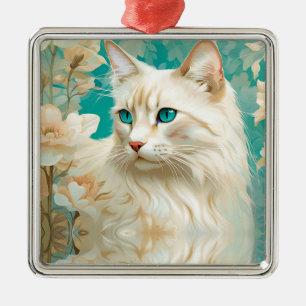 Flame Lynx Point Siamese Portrait Art Metal Ornament