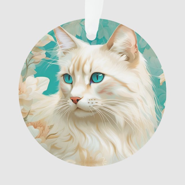 Flame Lynx Point Siamese Portrait Art Ornament (Front)