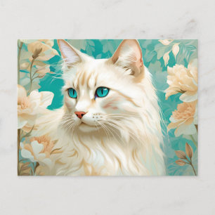 Flame Lynx Point Siamese Portrait Art Postcard