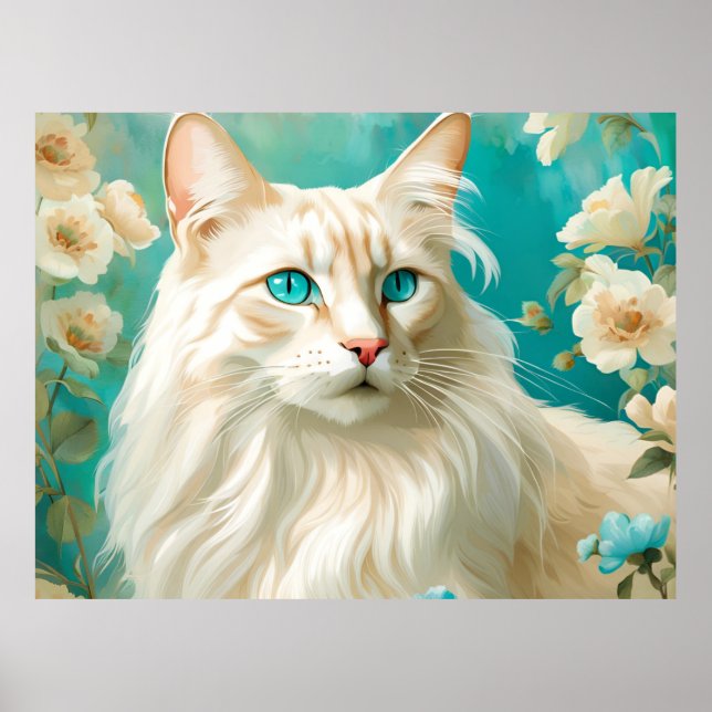 Flame Lynx Point Siamese Portrait Art Poster (Front)